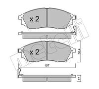 METELLI Juego de 4 pastillas de freno para NISSAN: Navara, Pathfinder, Murano, Qashqai & INFINITI: QX50/EX, QX70/FX, Q70/M, Q60 (Ref: 22-0819-0)