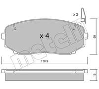 Pastillas de freno 22-0872-0 METELLI para MAZDA MITSUBISHI