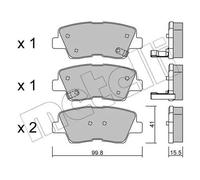 METELLI Juego de 4 pastillas de freno para HYUNDAI: Sonata & KIA: Soul & SSANGYONG: Korando (Ref: 22-0886-0)