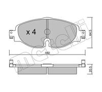 METELLI Juego de 4 pastillas de freno para SKODA: Octavia, Superb, Karoq, Kodiaq & SEAT: Ateca, Leon, Tarraco & VOLKSWAGEN: Caddy (Ref: 22-0950-0)