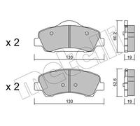 METELLI Juego de 4 pastillas de freno para CITROËN: C-Elysée, C4 Cactus & PEUGEOT: 301, 308 (Ref: 22-0982-0)