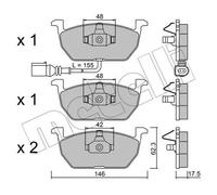 METELLI Juego de 4 pastillas de freno para SKODA: Octavia & VOLKSWAGEN: Golf & SEAT: Leon (Ref: 22-1028-0)