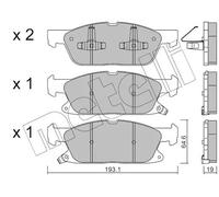 METELLI Juego de 4 pastillas de freno para FORD: Focus, Galaxy, Kuga, S-Max, Edge (Ref: 22-1117-0)