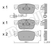 Metelli Juego de 4 pastillas de freno delanteras 22-1125-0 para Audi A4, RS4, A5