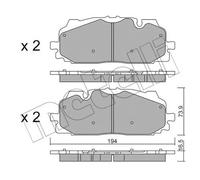 METELLI Juego de 4 pastillas de freno para AUDI: A6, SQ5, S5, Q5, Q7, e-tron, Q8, S4, RS Q3, RS3, A7 & VOLKSWAGEN: Touareg (Ref: 22-1128-0)