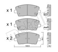 Pastillas de freno 22-1168-0 METELLI para KIA STINGER