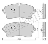 METELLI Juego de 4 pastillas de freno para LAND ROVER: Discovery, Defender, Range Rover & JAGUAR: E Pace (Ref: 22-1250-0)