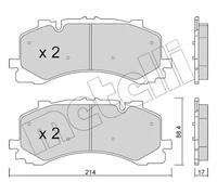 METELLI Juego de 4 pastillas de freno para AUDI: A6, SQ7, Q7, S6, A8, S7, Q8, S8, SQ8, A7 & VOLKSWAGEN: Touareg (Ref: 22-1252-0)