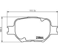 HELLA PAGID 8DB 355 010-201 Juego de pastillas de freno T1330 Espesor 17mm Sistema de frenos Akebono no preparado para indicador de desgaste por ej. LEXUS / SCION / TOYOTA