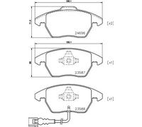 HELLA PAGID 8DB 355 023-161 Juego de pastillas de freno T2498 Espesor 20.3mm Sistema de frenos Teves con contacto de aviso de desgaste incorporado por ej. AUDI / SEAT / SKODA / VOLKSWAGEN