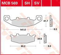 Pastillas de freno de metal sinterizado Sv Trw Kawasaki Suzuki Hyosung Mcb569