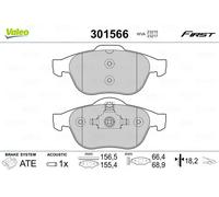 VALEO Pastillas de freno First 301566 - Juego 4, eje delantero, con accesorios montados