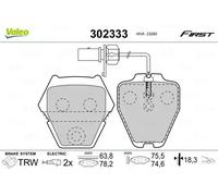 Pastillas de freno Eje delantero 302333 VALEO para AUDI VW