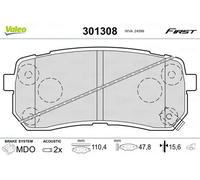 Valeo Juego de pastillas de freno 301308 Eje trasero, Certificación ECE-R90, Juego de 4 pastillas