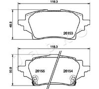 Pastillas de freno Eje trasero 51263 JAPKO para TOYOTA SUZUKI