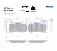 Delphi Pastillas de freno LP3866 Juego trasero 4 pzas para Maserati Ghibli III/Quattroporte VI