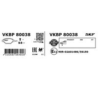 Pastillas de freno VKBP 80038 SKF para PEUGEOT 308 I 308 SW I 3008 I Monospace
