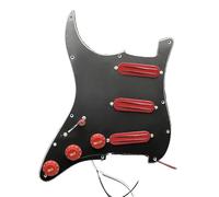 Pastillas de golpeador de guitarra 3 piezas de minipastillas humbucker para guitarra eléctrica, golpeador SSS Loaded 9K/9K/9K, placa de rascado precableada para guitarra estilo ST(Red with Black)