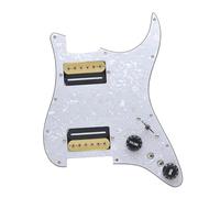 Pastillas de golpeador de guitarra Golpeador de guitarra eléctrica con división de bobina HH, estilo de tornillo hexagonal de dos hojas, salida de 7,5 K/15 K, precableado, placa de rascado(WH Pearl Ze