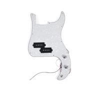 Pastillas de golpeador de guitarra Golpeador precableado PB con placa protectora y pastilla para bajo P de 4 cuerdas multicolor(White Pearl)
