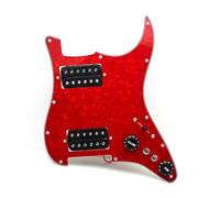 Pastillas de golpeador de guitarra Juego de 5 golpeador ST precableados con división de bobinas golpeador HH Loaded con pastillas humbucker multicolor(Red Pearl w Black)