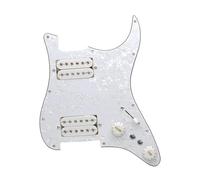 Pastillas de golpeador de guitarra Juego de 5 golpeador ST precableados con división de bobinas golpeador HH Loaded con pastillas humbucker multicolor(White Pearl w White)