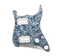 Pastillas de golpeador de guitarra Juego de 5 golpeador ST precableados con división de bobinas golpeador HH Loaded con pastillas humbucker multicolor(Grey Pearl w White)