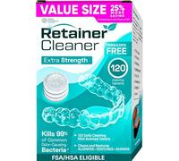 Pastillas de limpieza de dentaduras postizas sin persulfatos, elimina olores, manchas de decoloración y placa, alineador, protector bucal, aroma a menta, suministro de 4 meses