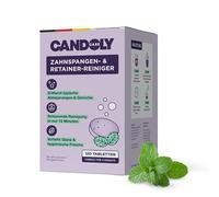 Pastillas de limpieza de frenillos: limpieza suave para aparatos ortopédicos, retenedores, alineadores y férulas dentales, limpiador sin cloro ni alcohol, sabor a menta fresca, eficaz en 15 min, 120