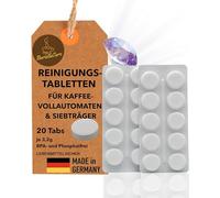 Pastillas de limpieza para cafeteras de 3,2 g, cafeteras automáticas, portafiltros y máquinas de café espresso (Sage, Siemens, Jura ++) 60% más fuerte de fórmula - Fabricado en Alemania 20 pastillas