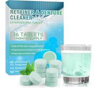 Pastillas de limpieza Retainer 30 unidades, limpiador de dientes y aparatos ortopédicos, limpiador retenedor para retenedores, guías dentales y alineadores, elimina manchas y olores, sin olor, paquete