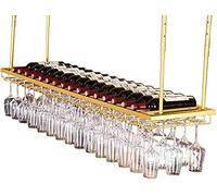 Pastillas de vino, estante de vino de techo altura ajustable/soporte para botellas de vino colgante montada en la pared/estante de vaso de vinos de hierro de metal Copla de tallo/estante de vino