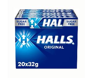 Pastillas Halls Eucalipto, Caramelo Sin Azúcar, Caja de 20 Sticks de 32 g