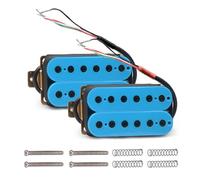 Pastillas Humbucker for guitarra eléctrica de 6 cuerdas, doble en línea, ajustables, con tornillo hexagonal, color azul(Neck and Bridge)
