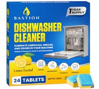 Pastillas limpiadoras de lavavajillas, 24 tabletas (suministro de 1 año) con aroma a limón, cápsulas descalcificadoras de limpieza resistentes para lavavajillas, limpia profundamente y mantiene tu