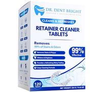 Pastillas limpiadoras para retainer - 120 pastillas efervescentes - limpieza de férulas dentales, alineadores transparentes, aparatos de ortodoncia y prótesis dentales - para protector bucal
