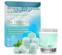 Pastillas Limpiadoras para Retenedores y Prótesis Dentales, 36 Unidades, Limpieza Efervescente con Sabor Menta para Alineadores, Protectores Bucales y Dentaduras Postizas