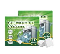 Pastillas limpiadoras y descalcificadoras para máquinas de hielo 2025 (paquete de 12): limpiador seguro para máquinas de hielo automáticas, elimina la cal y los olores. (2 PCS)