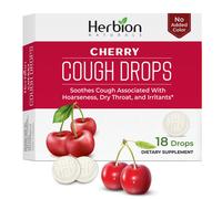 Pastillas para la tos Herbion Naturals con sabor a cereza natural, suplemento dietético, alivia la tos, para adultos y niños mayores de 6 años, 18 pastillas, sin saborizantes artificiales nuevo