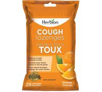 Pastillas para la tos Herbion Naturals con sabor a naranja natural, 25 pastillas, alivian la tos, descongestionan la nariz y alivian el dolor de garganta; para adultos y niños mayores de 12 años. nuev