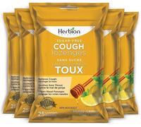 Pastillas para la tos Herbion Naturals de miel y limón sin azúcar Supresor de la tos Alivio del dolor de garganta Paquete de 5, 125 unidades nuevo