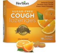Pastillas para la tos Herbion Naturals sin azúcar con sabor a naranja natural, 18 pastillas: alivia la tos, descongestiona la nariz y alivia el dolor de garganta nuevo