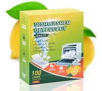 Pastillas para lavavajillas 100 unidades, hojas biodegradables sin microplástico, detergente natural con aroma a limón, sin plástico, pastillas para lavar platos limpios