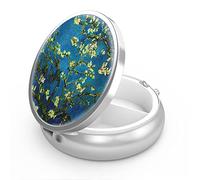 Pastillero 3 compartimentos Estuche para pastillas para medicamentos, Organizador portátil para tabletas de medicamentos, soporte de vitaminas para bolso(Flor de almendro de Van Gogh)