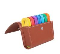 Pastillero 7 días portátil, estuche impermeable con compartimentos secretos para viajes y hogar(Brown)