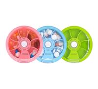 Pastillero 7 días Viaje Medicina Organizador Portátil Pastilla Contenedor Rotatorio Semanal Píldora Organizador Redondo Lindo Pastilla Caso de Píldora Aceite de Pescado Vitaminas Titular (Rosa+Azul Cielo+Verde)