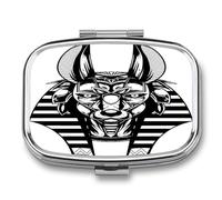 Pastillero A De Humedad Lobo Y Negro Pastillero 2 Compartimentos Con Espejo Caja De Almacenamiento Dispensador De Metal Cuadrado Portátil Regalo Único