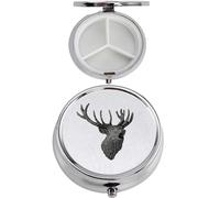 Pastillero A49 con acabado negro de ciervo rugiente hecho de fino peltre inglés en un contenedor de 3 secciones con espejo