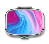 Pastillero abstracto con degradado rosa y azul con 2 compartimentos, organizador de pastillas de viaje para bolso de bolsillo