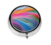 Pastillero, abstracto Fractall Rainbow Ocean Round Pastillero Organizador de medicinas Pastillero de viaje Organizador de pastillas de viaje